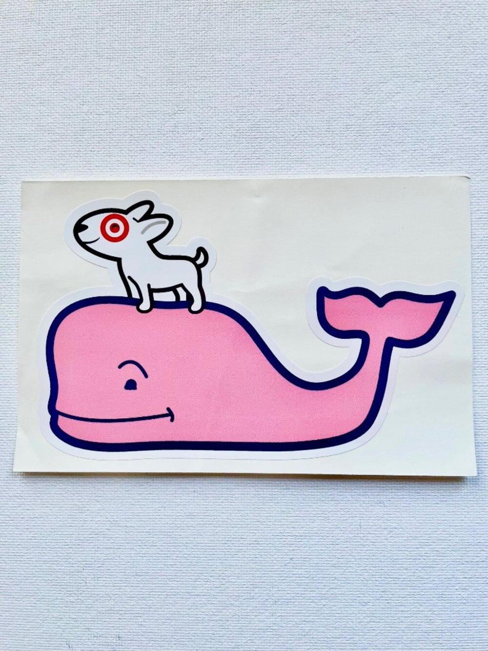 RARE! VINEYARD VINES PINK WHALE BULLSEYE TARGET DOG MASCOT BULL TERRIER STICKER